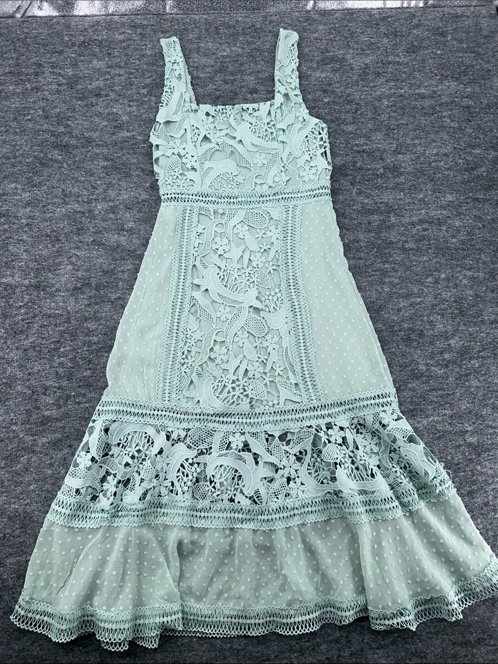 Just Me Women’s Mint Green Dress with Delicate Crochet Trim